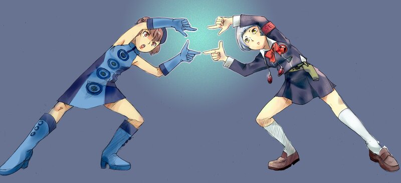 Two girls in dynamic pose