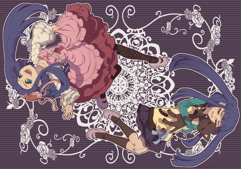 Two girls in elaborate dresses