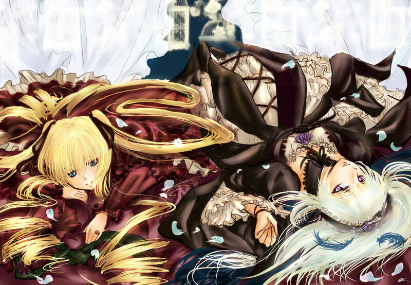 Two girls in elaborate dresses
