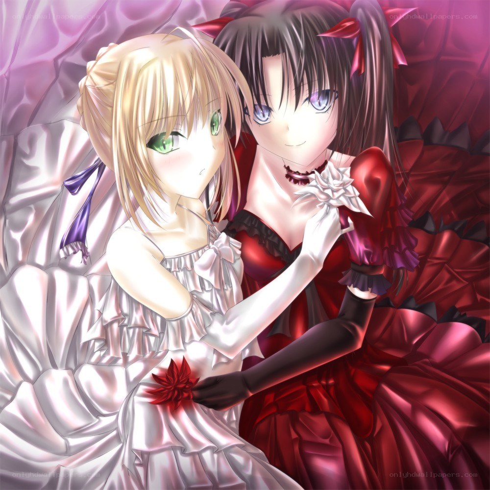 two girls in elegant dresses