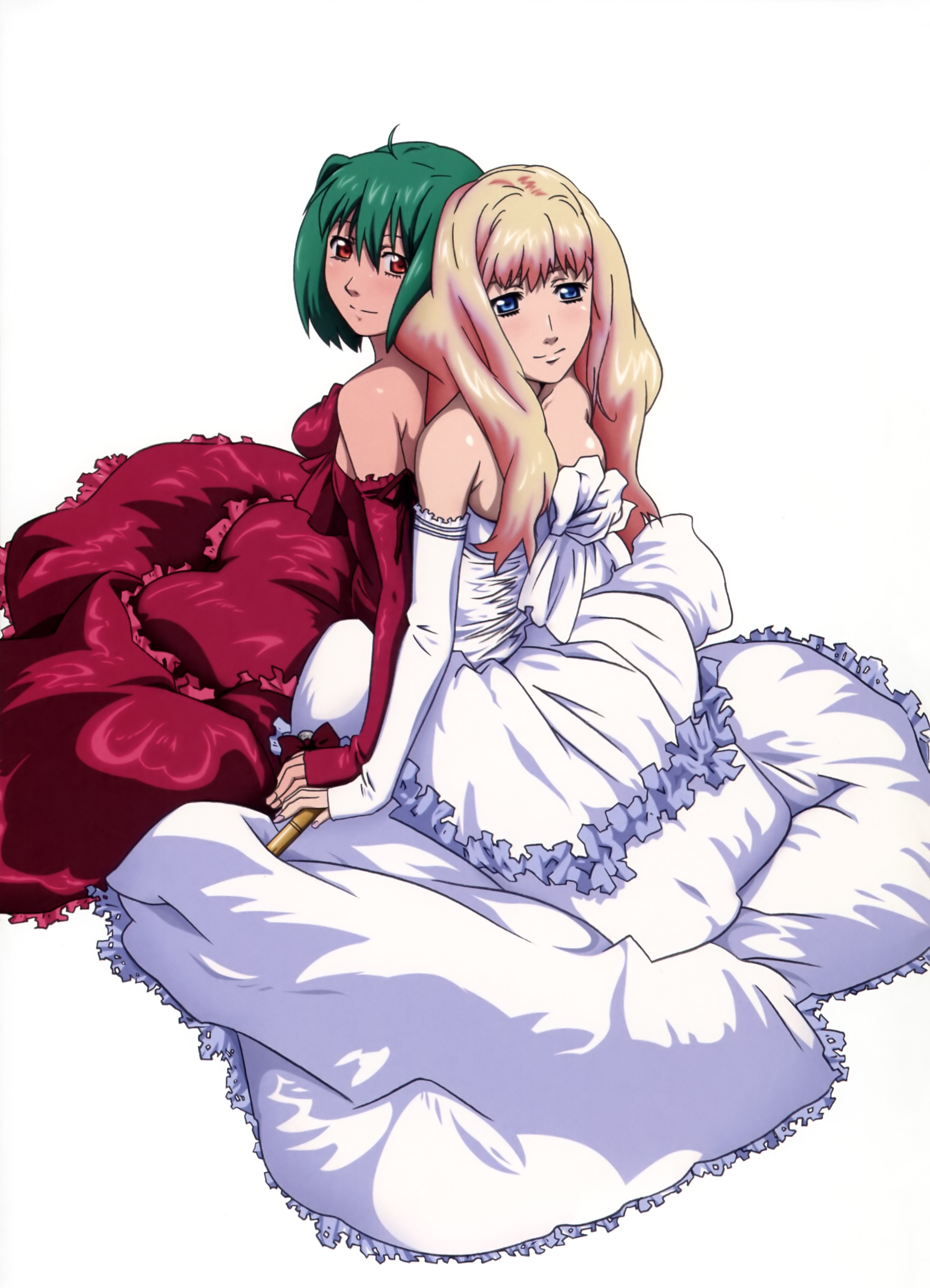 Two girls in elegant dresses