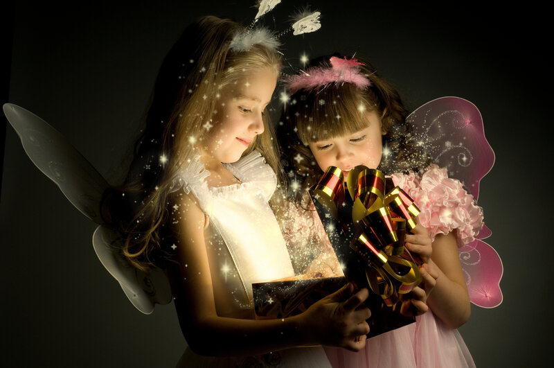 Two Girls in Fairy Costumes — Black, Magical