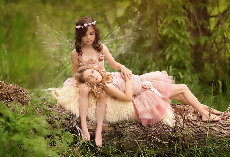 Two Girls in Fairy Costumes — Green, Serene