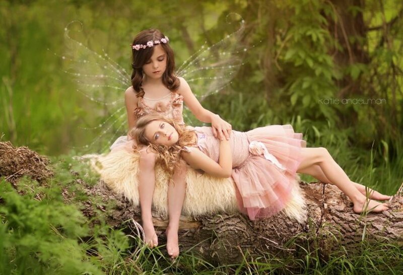 Two Girls in Fairy Costumes — Green