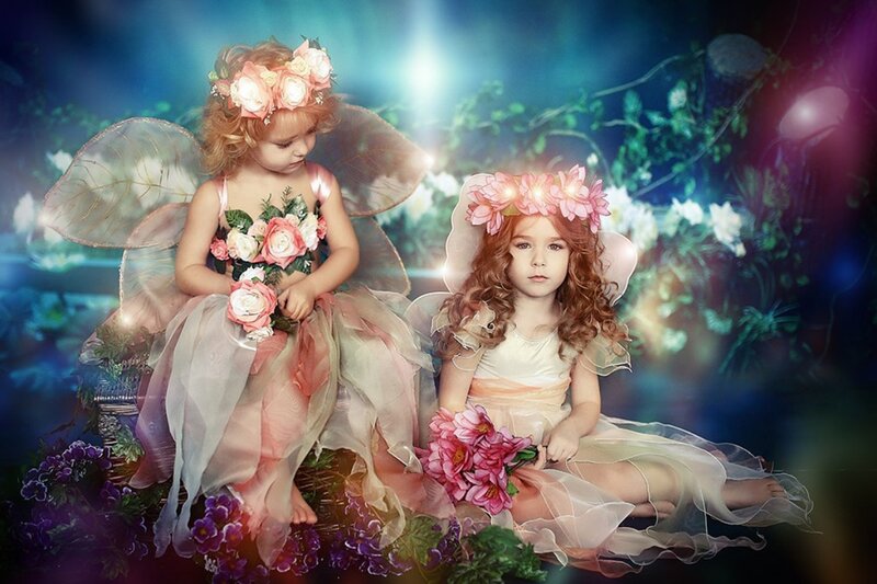 Two Girls in Fairy Costumes — Pink