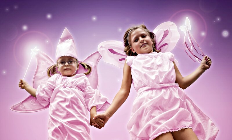 Two Girls in Fairy Costumes — Purple