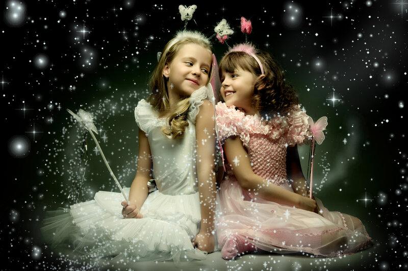 Two Girls in Fairy Costumes — White, Magical