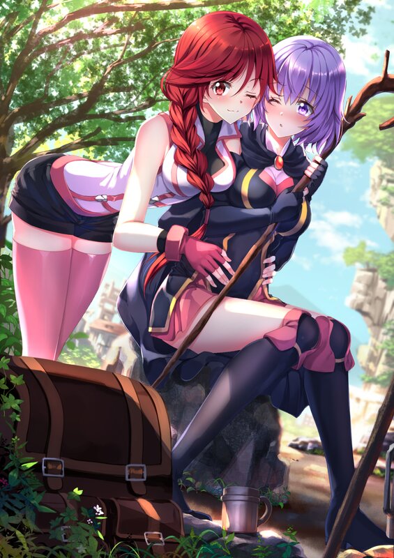 Two Girls in Fantasy Outfits — Red