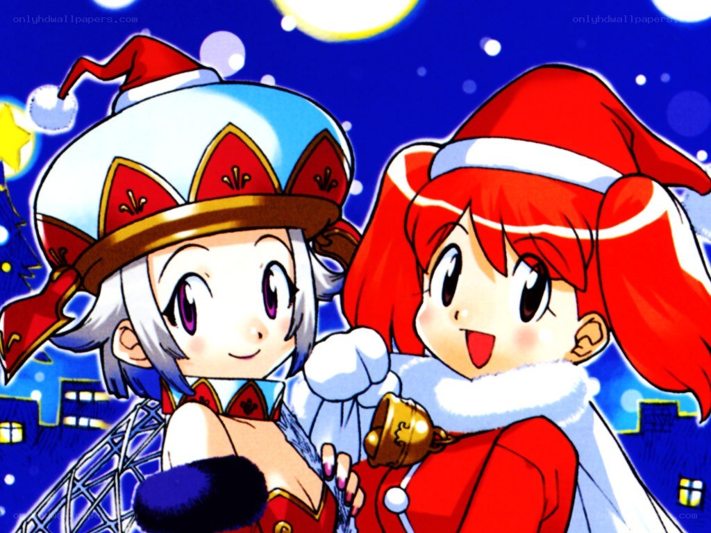 Two girls in festive hats