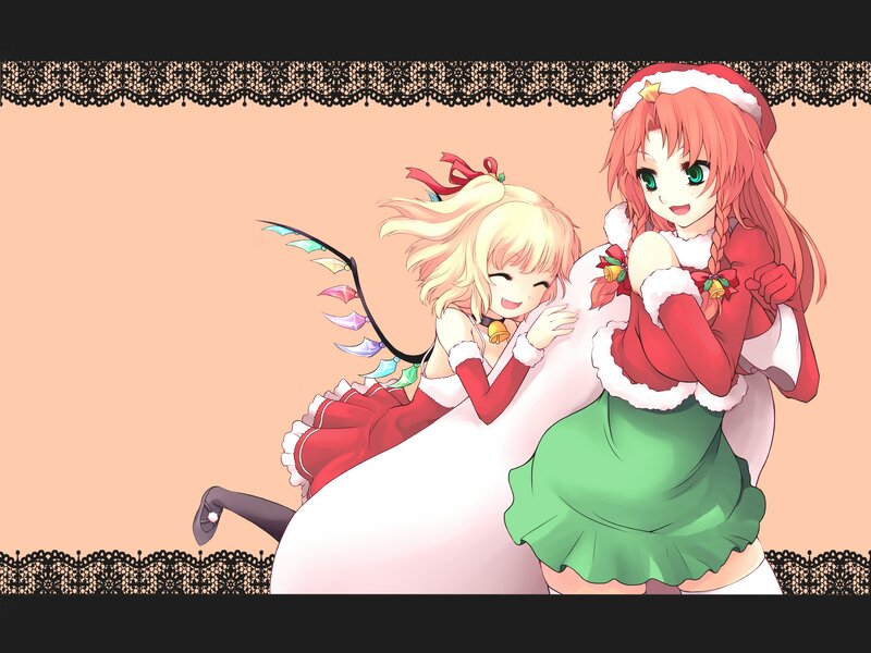 Two girls in festive outfits