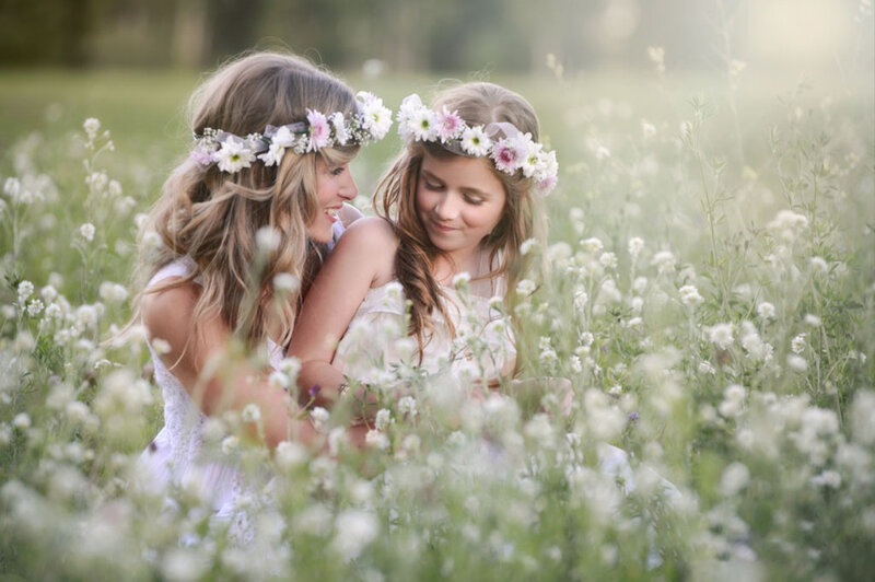 Two Girls in Field — Green
