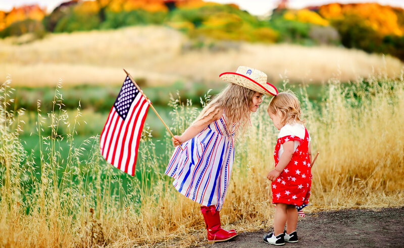Two Girls in Field — Red