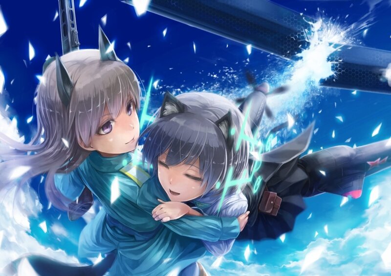Two Girls in Flight — Blue, Dramatic, Anime