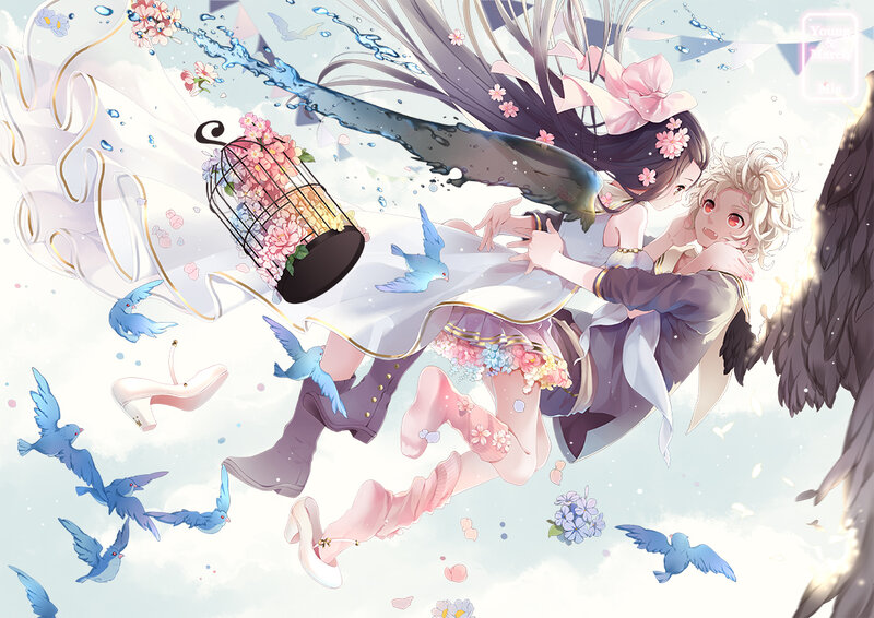 Two Girls in Flight — White