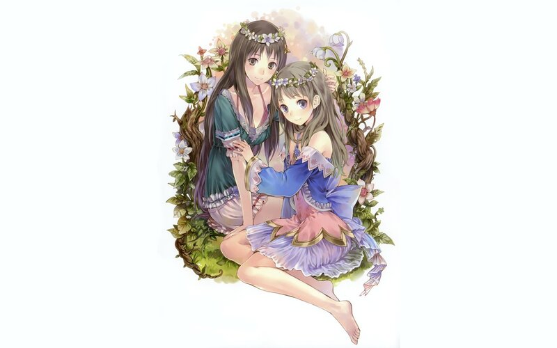 two girls in floral dress