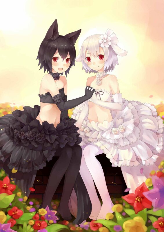 Two girls in floral dresses