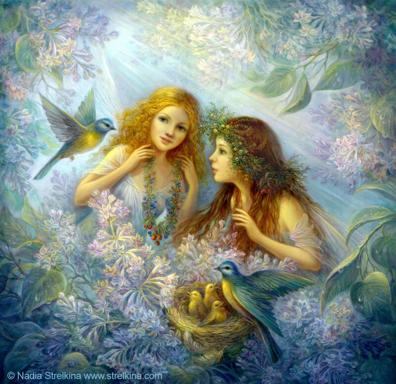 Two Girls in Flowers — Purple