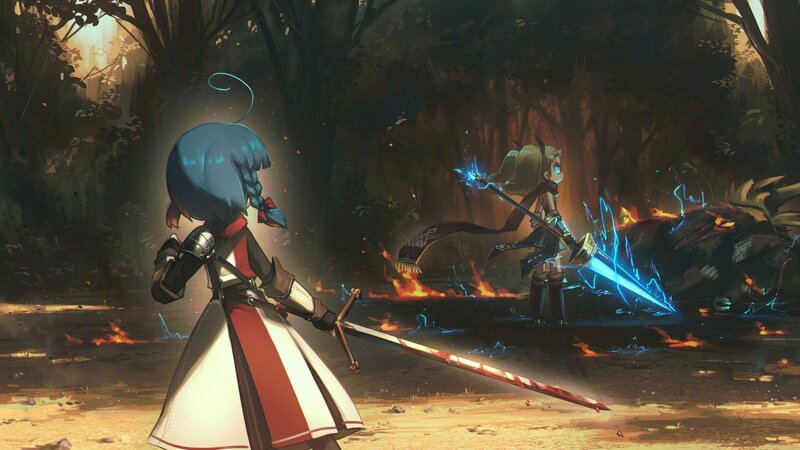 Two Girls in Forest Battle