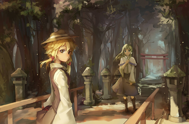 Two Girls in Forest — Brown, Serene