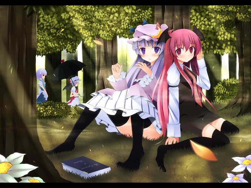 Two Girls in Forest — Green, Serene, Afternoon, Anime, Book