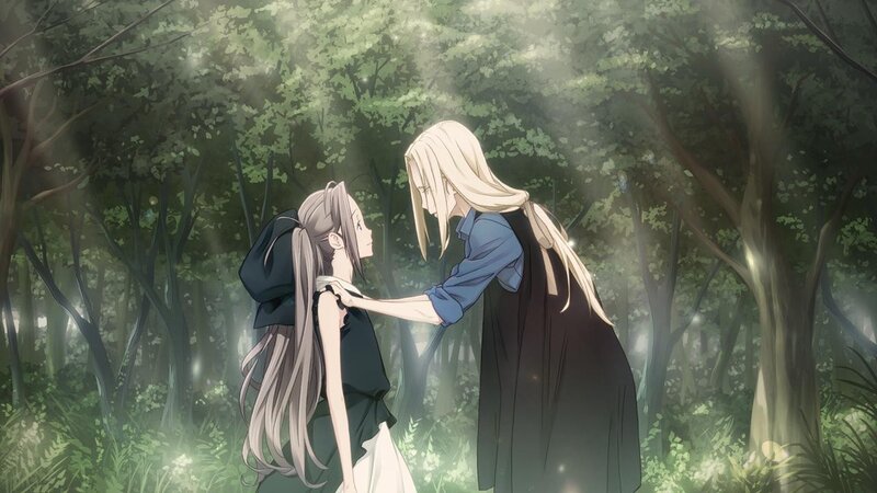 Two Girls in Forest — Green, Serene, Morning, Anime, Trees