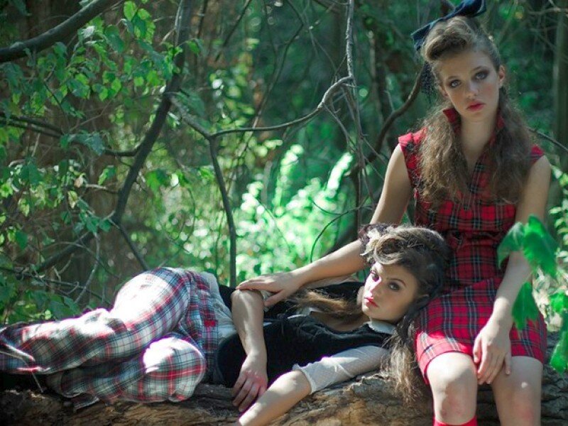Two Girls in Forest — Red