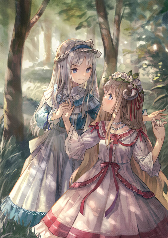 Two Girls in Forest — White
