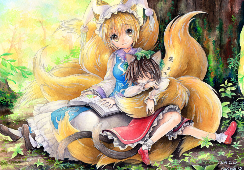 Two Girls in Forest — Yellow