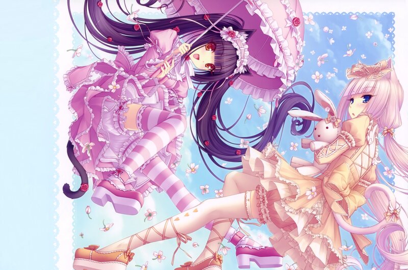 Two Girls in Frilly Dresses — Pink, Dreamy