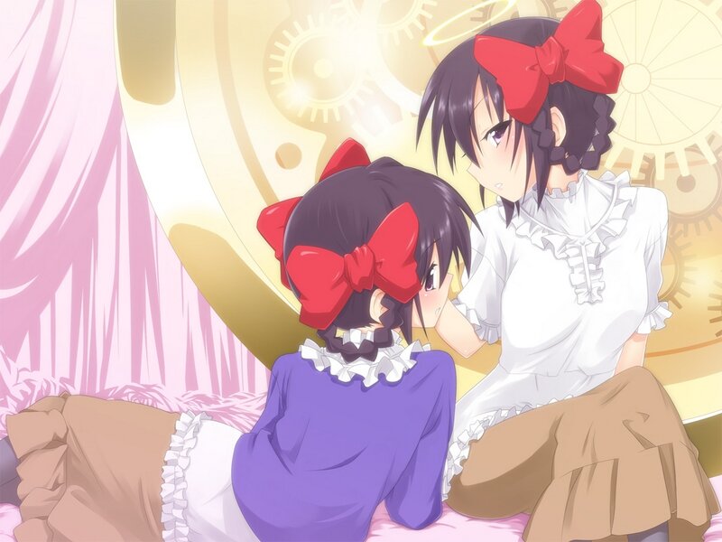 Two Girls in Frilly Dresses — Purple