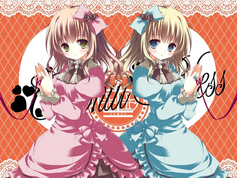 two girls in frilly dresses