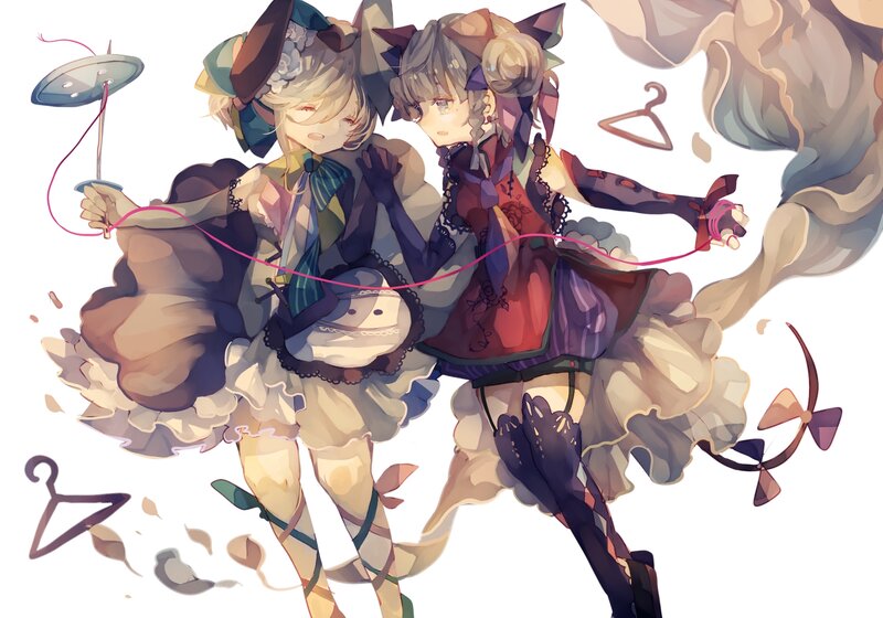 Two Girls in Frilly Dresses — White