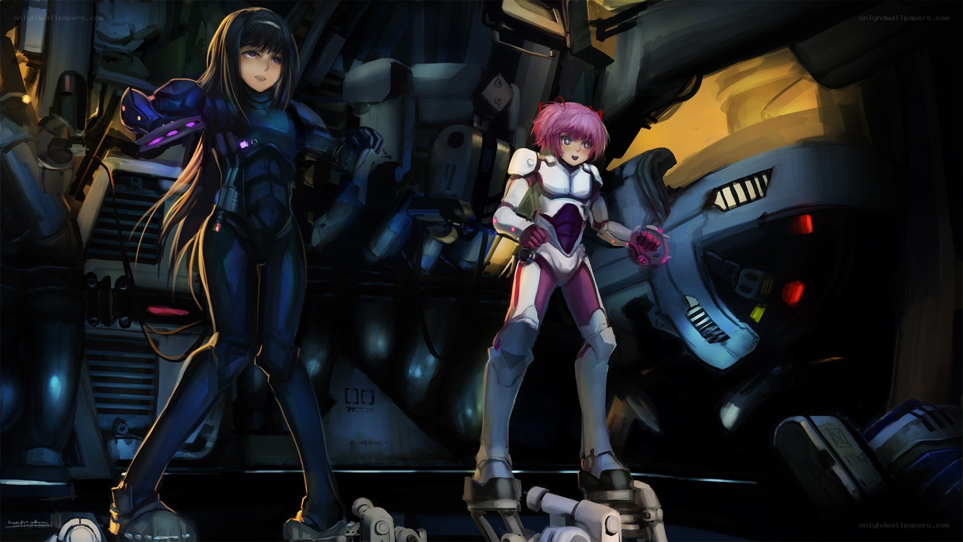 Two girls in futuristic armor
