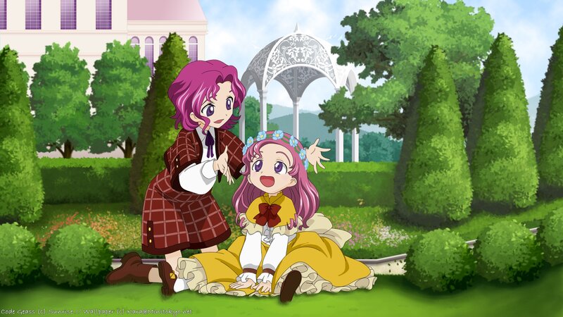 Two Girls in Garden — Green, Peaceful, Afternoon, Anime