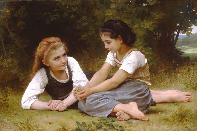Two Girls in Garden — Green
