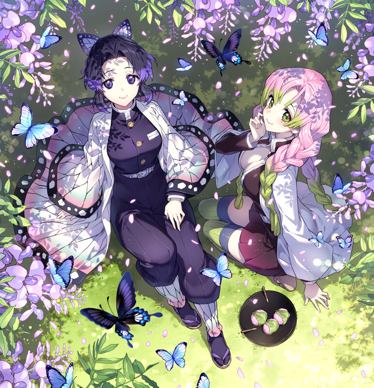 Two Girls in Garden — Purple