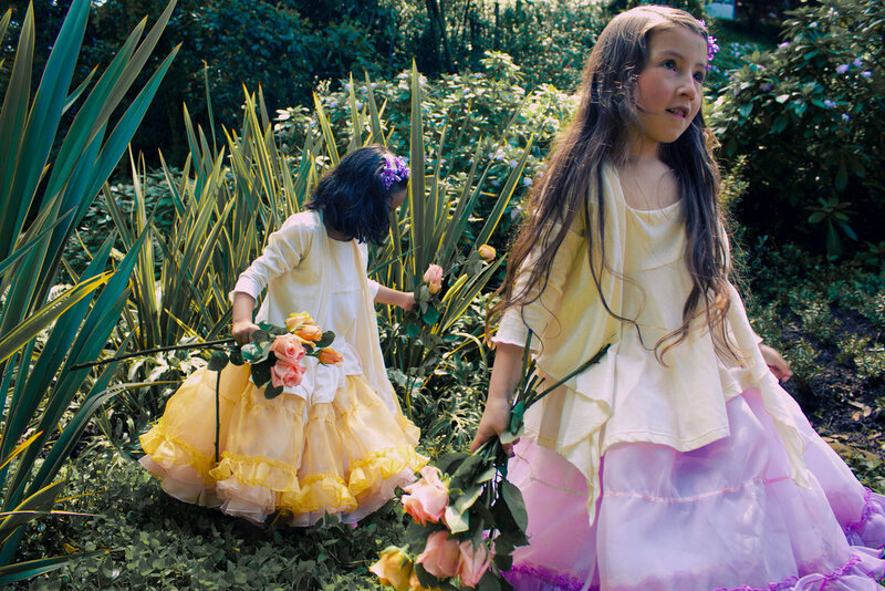 Two Girls in Garden — Yellow, Serene