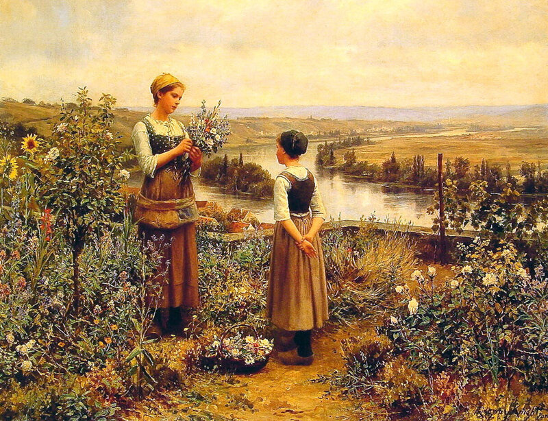Two Girls in Garden — Yellow