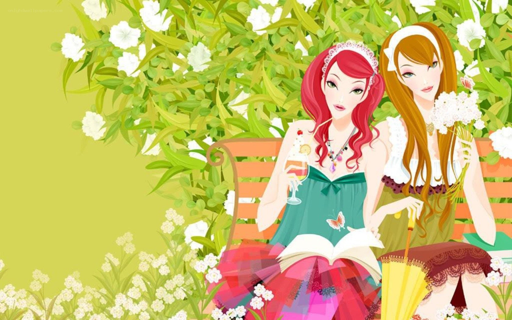 Two girls in garden