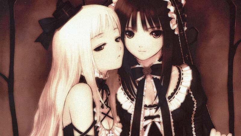 Two girls in gothic dresses