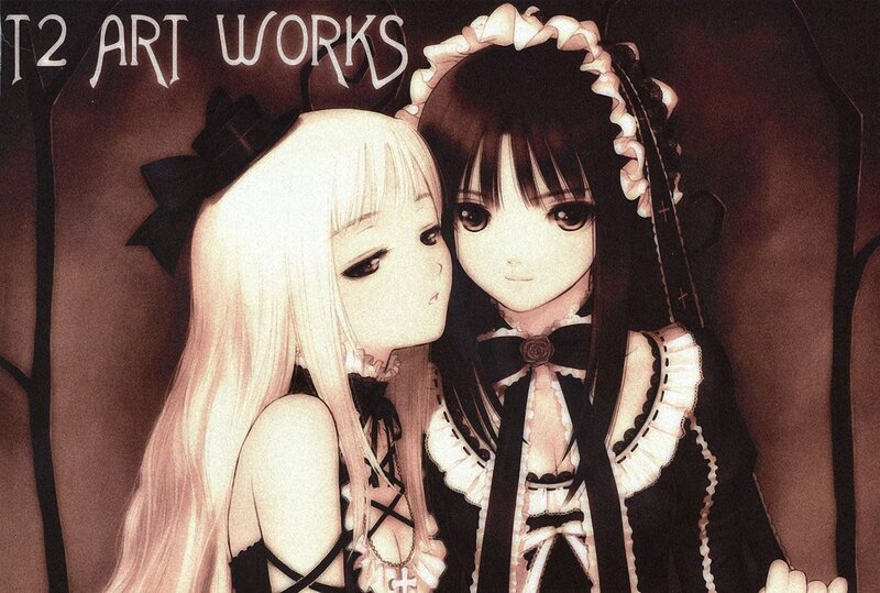 Two girls in gothic dresses