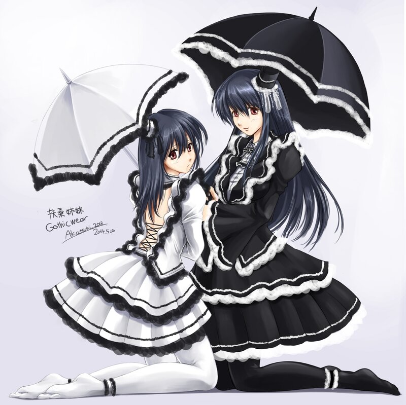 Two Girls in Gothic Dresses — Black, Calm
