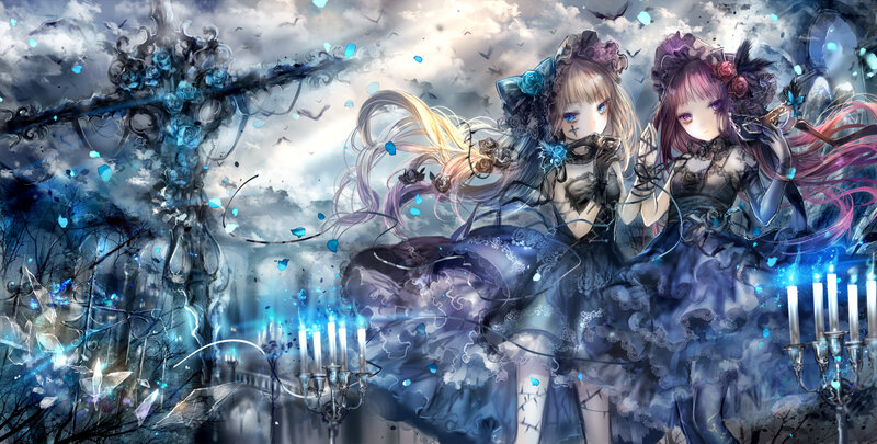 Two Girls in Gothic Dresses — Blue