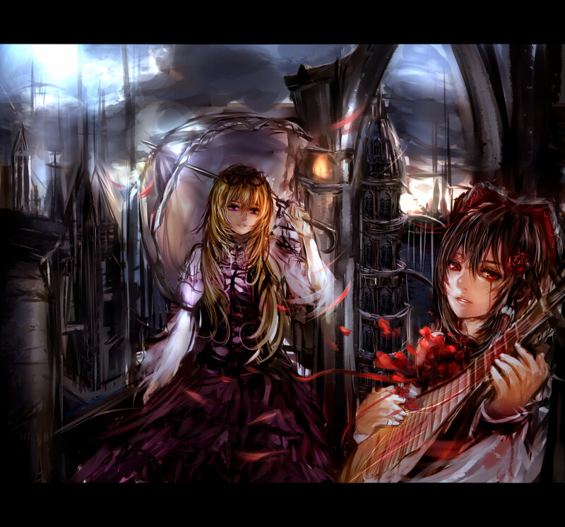 Two Girls in Gothic Setting