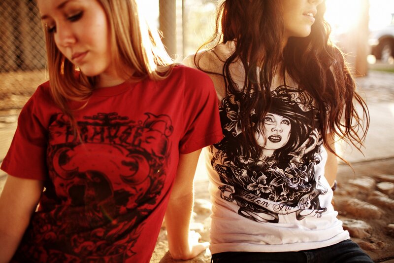 two girls in graphic t-shirts