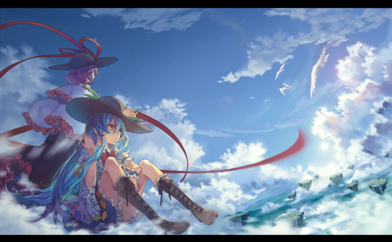 Two Girls in Hats — Blue, Serene