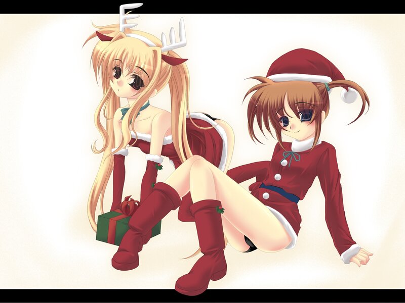 Two Girls in Holiday Outfits — Red, Festive
