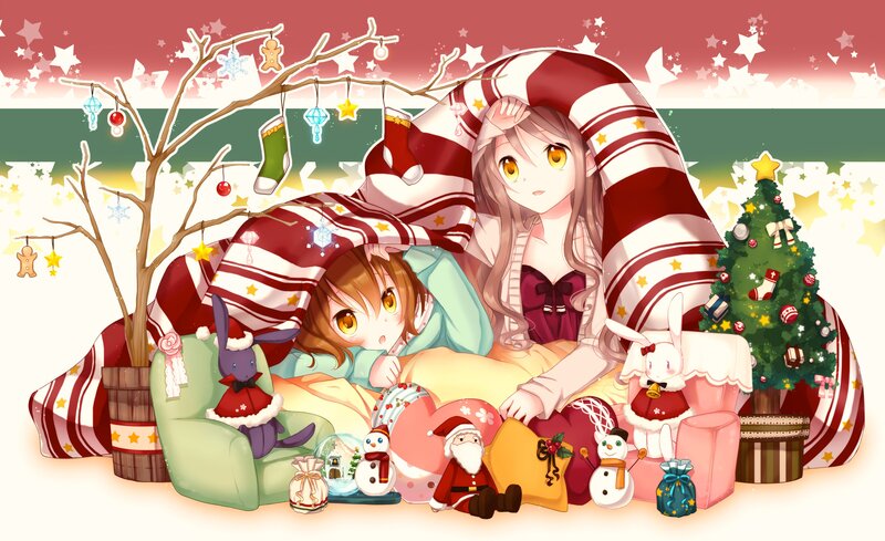 Two Girls in Holiday Setting