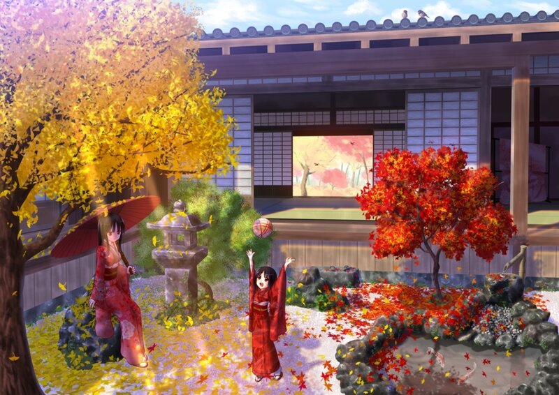 Two Girls in Kimono