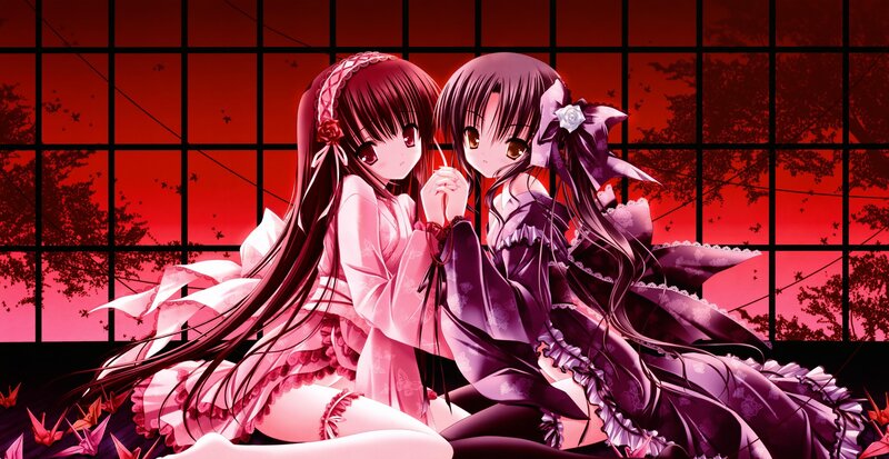 Two girls in kimonos